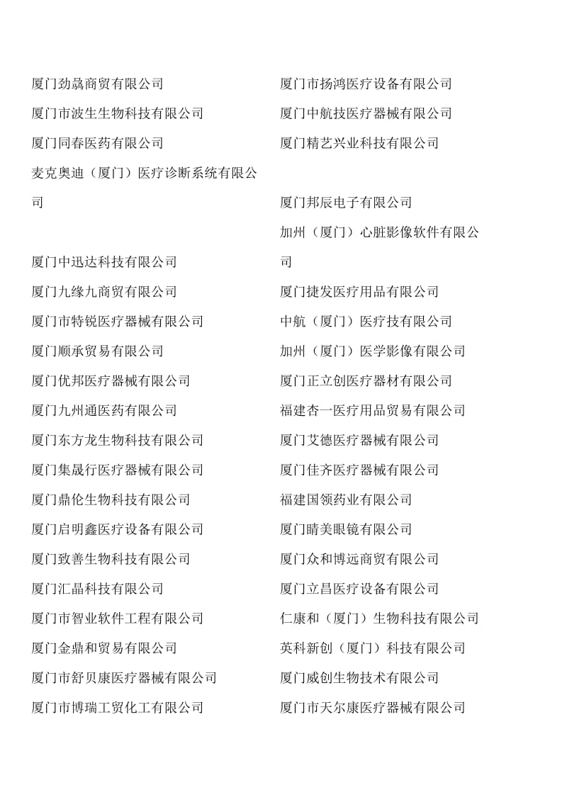 厦门市最新医疗器械经销商目录.doc